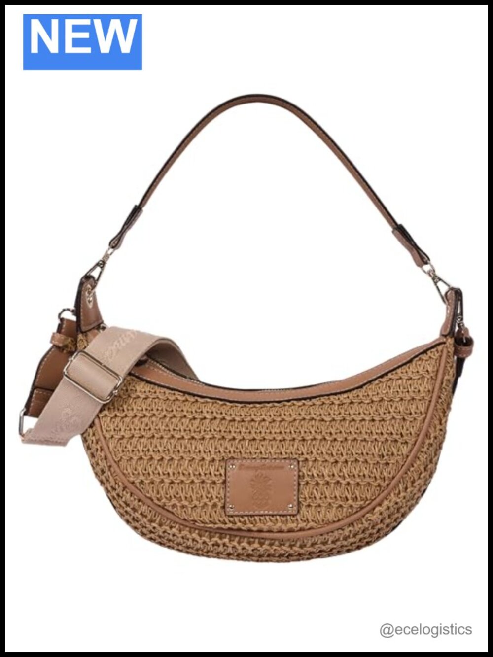 Woven Hobo Bag with Gold Hardware Adjustable Shoulder Strap
